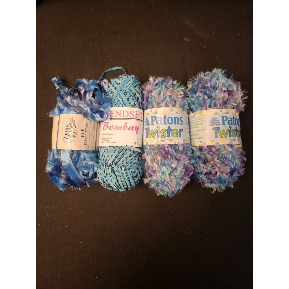 4 New Skeins of Blue Specialty Yarns B15